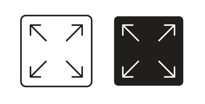 Expand arrows icon in line design. Editable stroke icon.