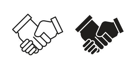 Fototapeta premium Handshake icon in line design. Editable stroke icon.