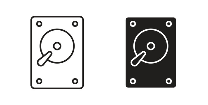 Hard Disk icon in line design. Editable stroke icon.