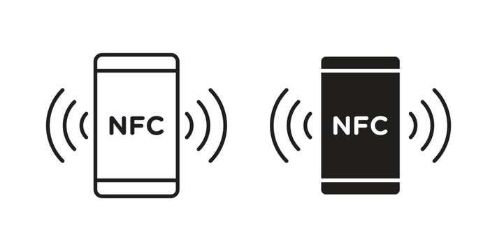 NFC communication icon in line design. Editable stroke icon.