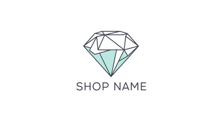 Fototapeta premium Elegant Jewelry Store Logo with Diamond Illustration