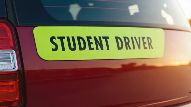 Student driver sticker on a car.