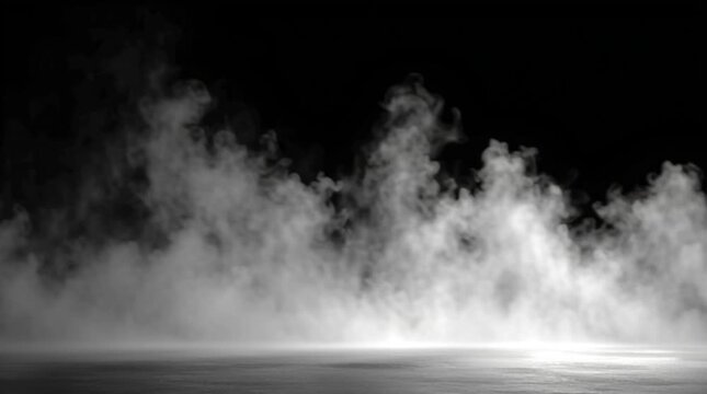 Low Angle Smoke Billowing on Floor with Dark Background Cinematic Motion