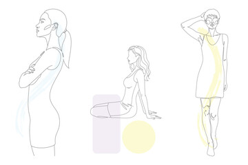Elegant Women Line Art: Minimalist Continuous Drawing Vector Illustration