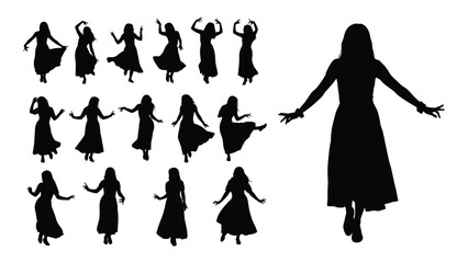 Fototapeta premium A collection of dancing woman silhouettes in various poses