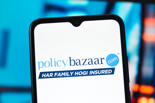 In this photo illustration, the PolicyBazaar (Policy Bazaar) logo is seen displayed on a smartphone screen.