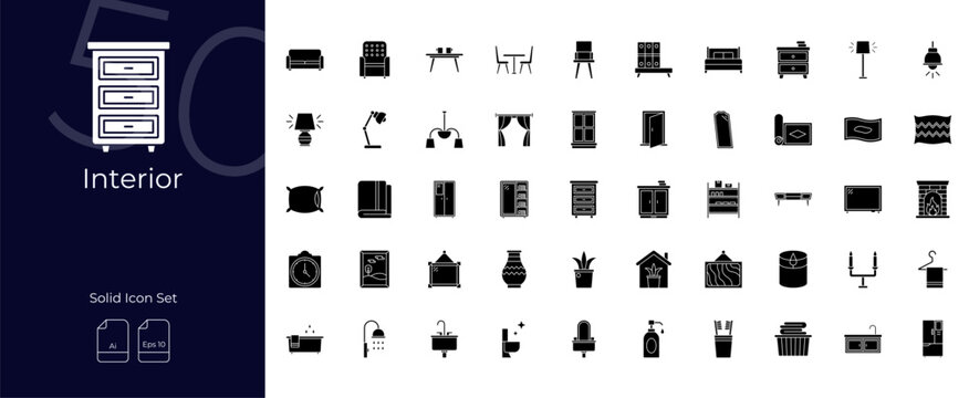 Interior Solid Editable Icons set