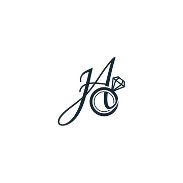 Elegant JA monogram logo with diamond ring design