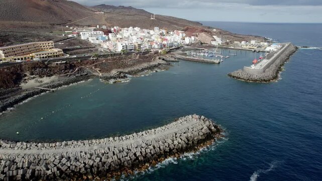 Aerial View La Restinga Southernmost Village Spain El Hierro Harbor