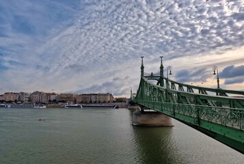 Fototapeta premium Liberty Bridge Over the Danube River in Budapest, Hungary