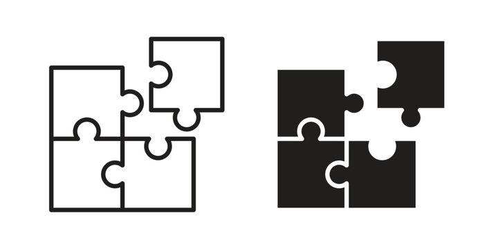 Compatibility icon set in black outline and fill. Editable icons