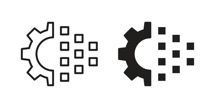 Digital transformation icon set in black outline and fill. Editable icons