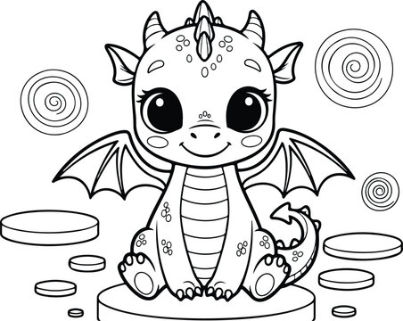 Drogon coloring page for Kids with Simple Design white background