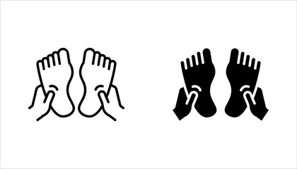 Fototapeta premium foot care icon set, hand with leg, massage foots, vector illustration on white background