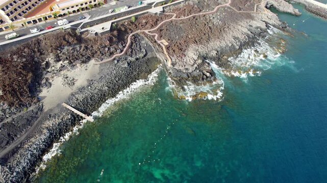 Aerial View Volcanic Coastline La Restinga El Hierro Europe's Southernmost Point