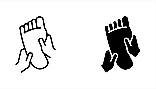 foot care icon set, hand with leg, massage foots, vector illustration on white background