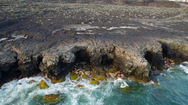 Aerial View Volcanic Coastline La Restinga El Hierro Europe's Southernmost Point