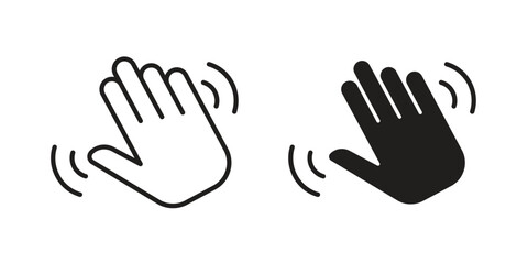 Hello icon set in black outline and fill. Editable icons © Lohan