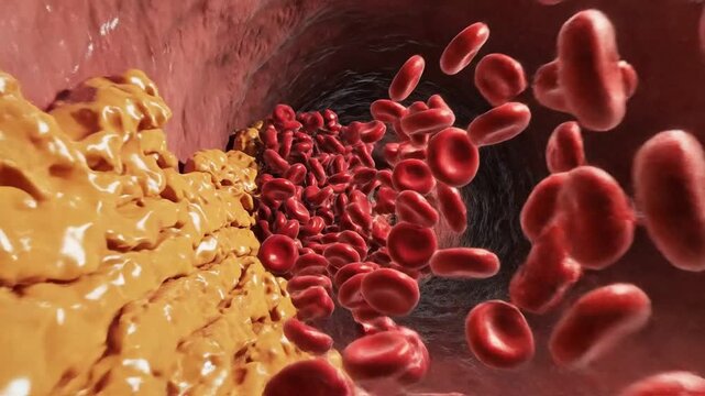 A close-up of a blood vessel with a large plaque buildup 4k Full HD Video