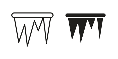 Icicles icon set in black outline and fill. Editable icons © Lohan