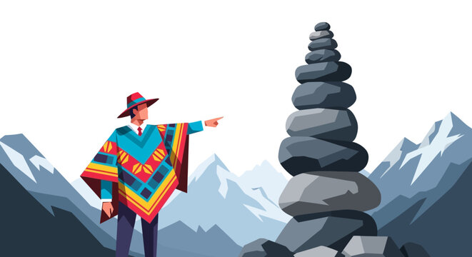 Visionary Strategic Leader Identifying Business Milestones and Foundation Stability in Mountain Landscape