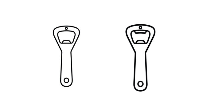 Two black bottle openers depicted in a stark outline silhouette