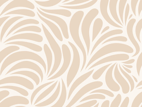 Beige floral pattern with white background and leaf design elements floral