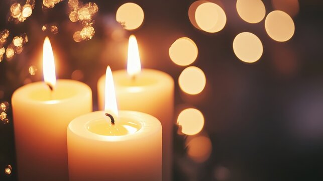 Festive Christmas Candles with Soft Lighting in Elegant Holders Creating a Warm and Inviting Holiday Atmosphere