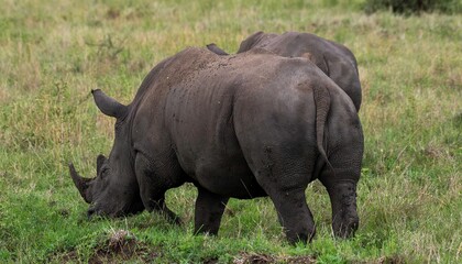 Obraz premium Black Rhinoceros close up in the savannah of the Nairobi National park in Kenya