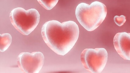 Obraz premium Soft pink hearts float gently in a dreamy space