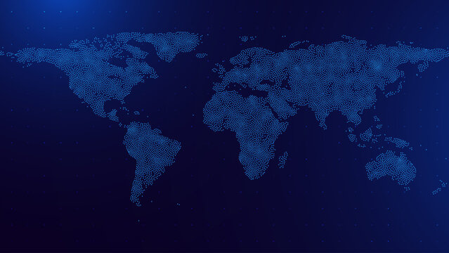Futuristic Tech Map Showcasing Worldwide Digital Network With Precision Dots And Connectivity Lines