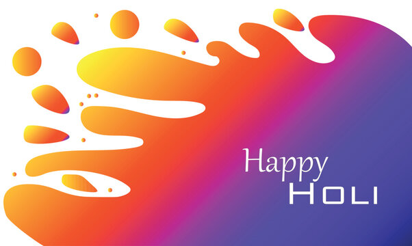 Happy Holi colorful lettering with bright paint splashes, festival of colors illustration