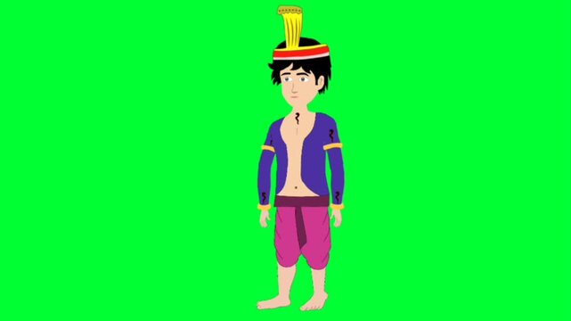 Snake king Men standing character. Standing snake men cartoon character with green screen video animation with chroma key.