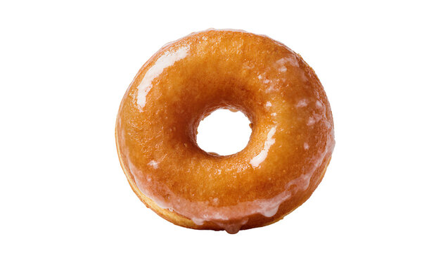 Delicious golden brown glazed donut PNG, a sweet pastry isolated on transparent background, perfect for breakfast and dessert menus