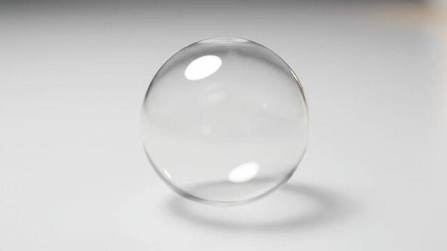 Translucent cosmetic gel droplet gently deflating and shrinking on white background, minimalist macro view conveying skincare, hyaluronic fluid, purity, science and beauty concepts