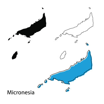 Micronesia map outline vector silhouette contour