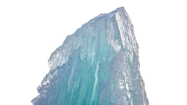 Striking blue-green ice formation, a colossal glacier fragment or iceberg, isolated on transparent background, arctic and climate change themes PNG