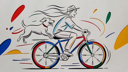 Fototapeta premium Boy Riding Bicycle Coloring Page