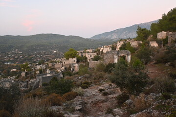Obraz premium Abandoned Stone Village in Fethiye, Turkey – Kayaköy Ruins 