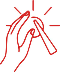 Two hands clapping together with a bright light effect between them