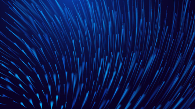 High-Tech Networking Background: Dynamic Optical Fiber Stream Symbolizing Fast Internet Data Transfer. Abstract Tech, Digital Connection and Network Design Vector.