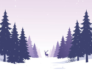 Obraz premium Winter forest landscape with snow covered trees and mountains in a cold serene nature scene