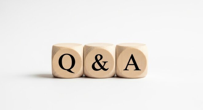 Question and answer concept with wooden blocks on white background