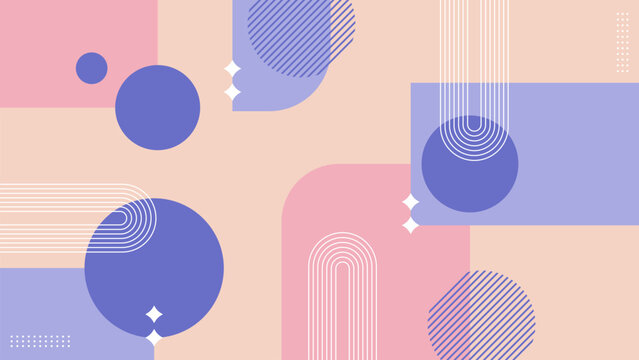 Abstract Modern Shape Purple and Pink Pastel Background Banner with Geometric Circles and Arches.Vector Illustration