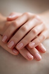 Naklejka premium Close-up of Relaxed Hands Gently Resting Together with Soft Lighting