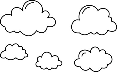 Obraz premium Hand-drawn Clouds In Different Sizes And Shapes. Vector Icon