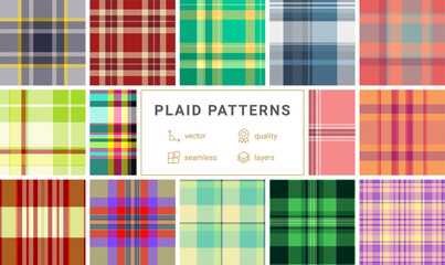 Plaid pack for app interface elements. Vector tartan textures bring style and continuity to digital products.