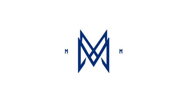 Modern geometric monogram logo design with stylized abstract letter M, ideal for corporate branding and identity.