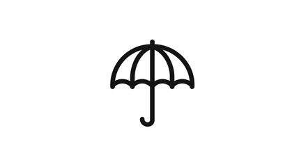 Fototapeta premium Minimalist Black Outline Umbrella Icon on White Background Symbolizing Weather Protection, Safety, Insurance, and Coverage