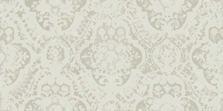 Elegant seamless damask pattern with floral and paisley motifs